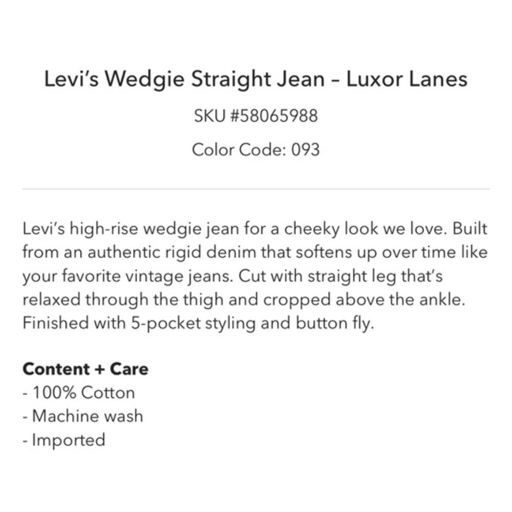 Levi's Premium Wedgie Straight Luxor Lanes Wash - Picture 10 of 10